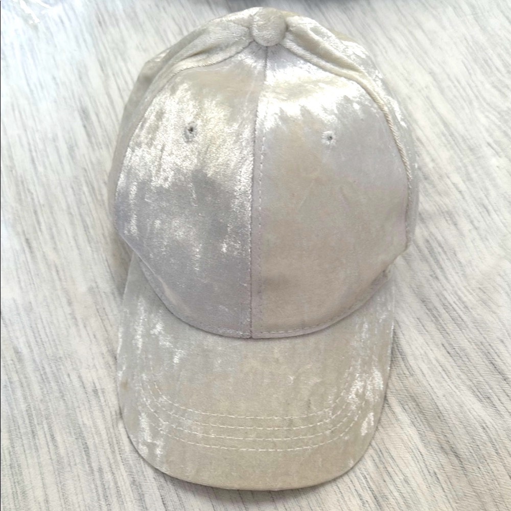 Silver Velvet Baseball Cap